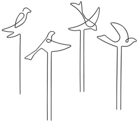Fémből készült madár alakú növénytámasz, 4 féle