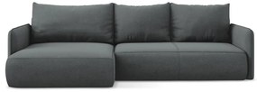 Szürke kinyitható-tárolóhelyes sarokkanapé (bal oldali) Nanea – Makamii