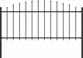 vidaXL fekete lándzsahegy tetejű acélkerítés (0,5-0,75) x 1,7 m