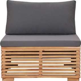 vidaXL tömör tíkfa középső kerti kanapé szürke párnával