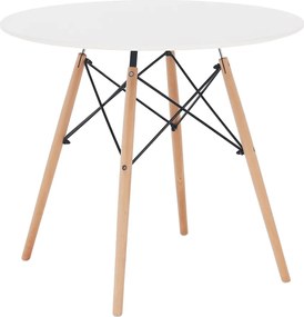 Étkezőasztal, fehér/bükk, átmérő 80 cm, GAMIN 2 NEW 80