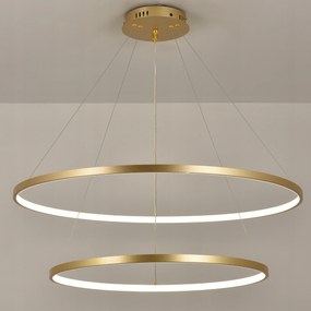 Mennyezeti LĂĄmpa 60/80cm 2 GyƱrƱs arany fĂŒggesztĂ©k Led CsillĂĄr TĂĄvirĂĄnyĂtĂł a nappaliba