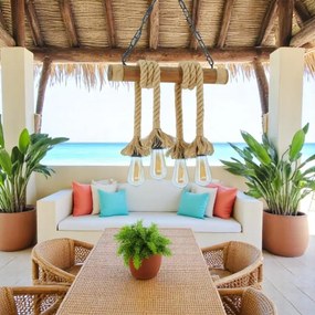 Brilagi - Csillár láncon KOS 4xE27/60W/230V bükkfa