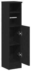 fekete fürdőszobaszekrény tekercstartóval 20,5x22x90 cm