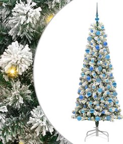 vidaXL Műanyag Hajtogatós Karácsonyfa 300 LED-del Zöld és Fehér 180 cm
