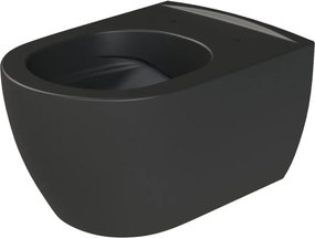 CeraStyle CITY fali WC - MATT FEKETE - BEÉPÍTETT bidé funkcióval - perem nélküli - 53 cm