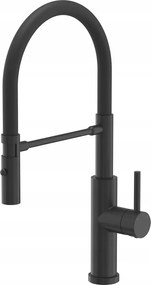 Konyhai Csaptelep Flexibilis Kifolyócsővel, Fekete, Magas