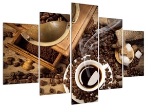 Csésze kávé és kávés szemek képe (150x105 cm)