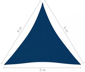 kék háromszög alakú oxford-szövet napvitorla 5 x 6 x 6 m