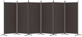 6 paneles barna szövet paraván 520x180 cm