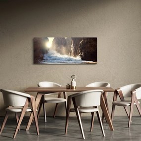 Kép - Az óceán sziklái és hullámai (120x50 cm)