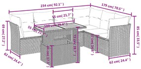 7 részes fekete polyrattan kerti ülőgarnitúra párnával