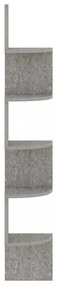 betonszürke szerelt fa fali sarokpolc 19 x 19 x 123 cm