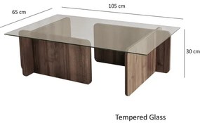 ESCAPE dohányzóasztal 30x105 cm barna/átlátszó