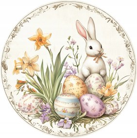 Kerámia poháralátét Húsvéti nyuszi a virágok és húsvéti tojások között