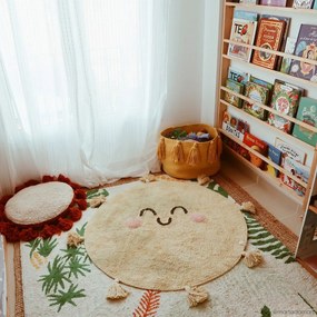 Sárga mosható kézi szövésű pamut gyerek szőnyeg ø100 cm You're My Sunshine – Lorena Canals