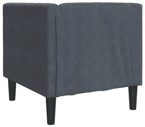 sötétszürke bársony Chesterfield kanapé