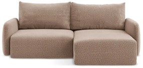 Világosbarna kinyitható-tárolóhelyes sarokkanapé (jobb oldali) Kalena – Makamii