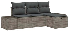 Kerti Kanapé Szett 4 pcs Szürke 55 x 62 x 69 cm Poli rattan