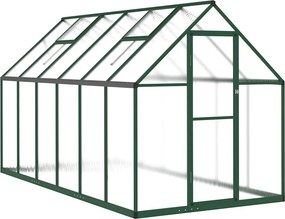 vidaXL zöld alumínium melegház alapvázzal 334x169x195 cm
