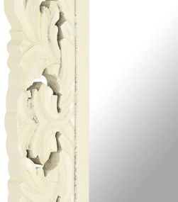 kézzel faragott fehér tömör mangófa tükör 110 x 50 cm