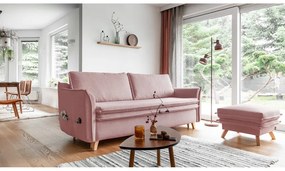 Világos rózsaszín kinyitható kanapé 225 cm Charming Charlie – Miuform