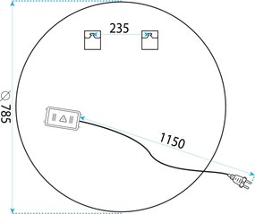 Tutumi Rea, fürdőszoba LED tükör 80cm BAS P11242, HOM-05520