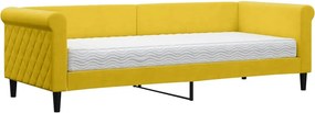 vidaXL sárga bársony heverő matraccal 80 x 200 cm
