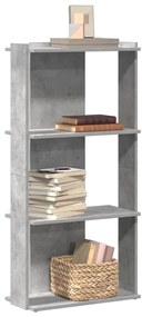 Könyvespolc 3 szintes beton szürke 60x30x120 cm műfa