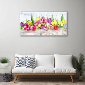 Üvegkép Tulipán virágok természet 125x50 cm