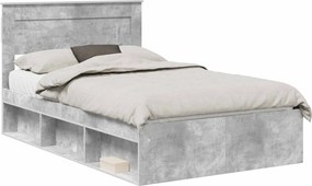 vidaXL Ágykeret fejtámlával Beton 120 x 190 cm Tömör fenyőfa