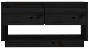 fekete tömör fenyőfa TV-szekrény 74x34x40 cm