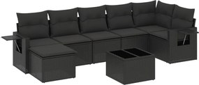 vidaXL 8 részes fekete polyrattan kerti ülőgarnitúra párnákkal