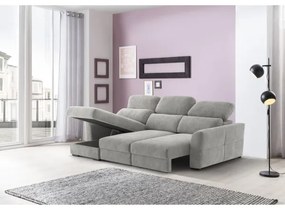 Univerzális kihúzható háromszemélyes sarokkanapé tárolóval TRENTO világosszürke