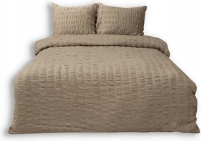 Szatén ágyneműhuzat 160x200 Gofri Egyszínű Bézs Sötét Pamut