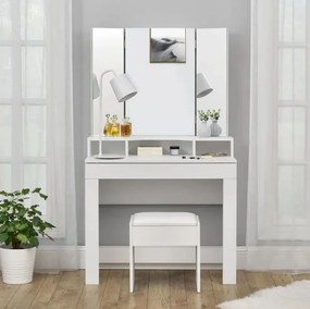 Taburet fésülködőasztalhoz 42 cm kárpitozott fehér