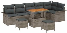 vidaXL Kerti Kanapé Szett párnával 9 pcs Szürke polirattan