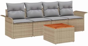 vidaXL Kerti Kanapé Szett párnával 5 pcs Bézs polirattan