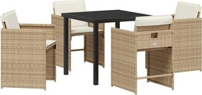 vidaXL Kert étkező szett 5 pcs Bézs polirattan