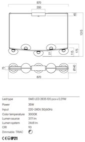 Redo 01-3243 - LED Dimmelhető csillár zsinóron SINCLAIR LED/35W/230V CRI 93 IP21