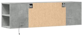 betonszürke falra szerelhető TV-szekrény LED-del 135x31x39,5 cm