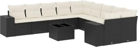 vidaXL 11 részes fekete polyrattan kerti ülőgarnitúra párnákkal