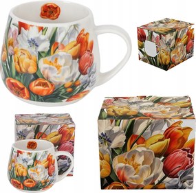 Bögre hordó 430ml tulipán porcelán virágok tavaszi ajándék dobozban