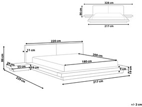 Franciaágy 180x200 cm Zina (fehér) (LED világítással). 1035514