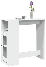 fehér szerelt fa tárolórekeszes bárasztal 101 x 40 x 103,5 cm
