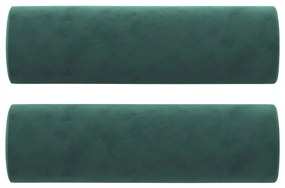 2 db sötétzöld bársony díszpárna Ø15x50 cm