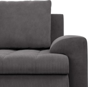 Tokio U sarokkanapé, 3 ágyneműtartóval, kordbársony, baloldali, szürke