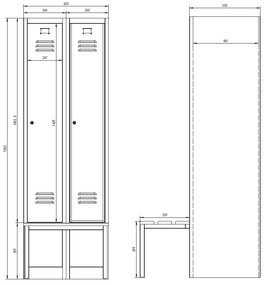 Fém szekrény paddal, 60 x 85 x 185 cm, lábazat, hengerzár, piros - RAL 3000