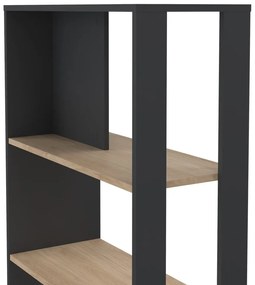 Antracitszürke-natúr színű könyvespolc tölgyfa dekorral 80x205 cm Sign – Tvilum