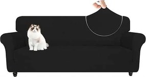 4 személyes kanapé huzat karfával 233-293 cm univerzális fekete